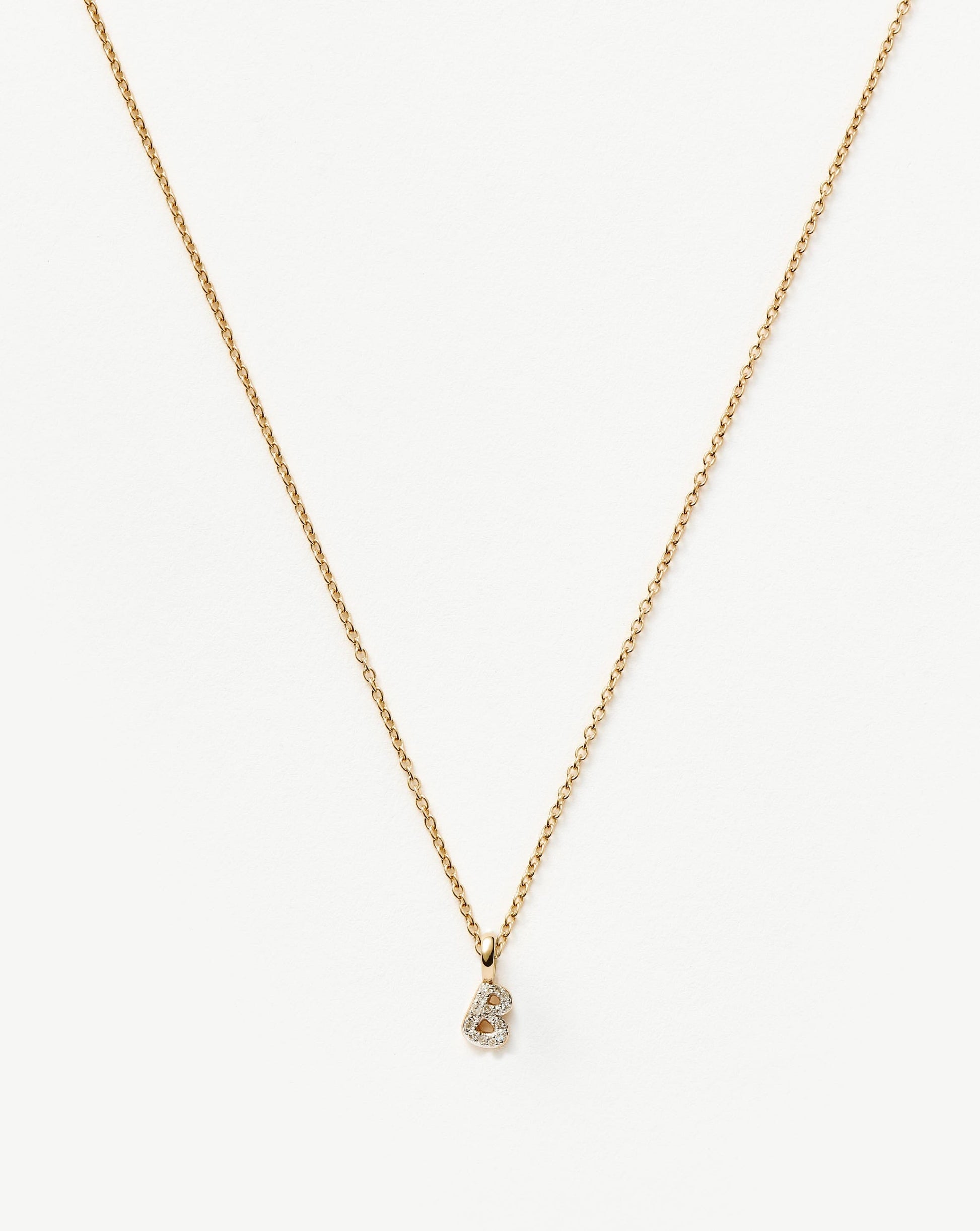 Fine Diamond Initial Mini Pendant Necklace - B | 14k Solid Yellow Gold Plated/Diamond Necklaces Missoma 