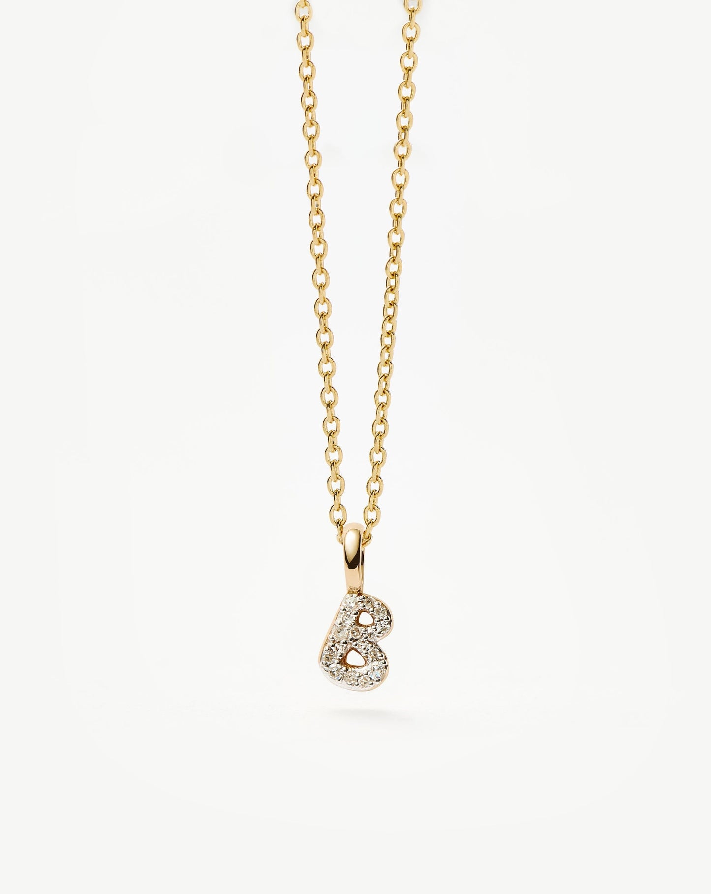 Fine Diamond Initial Mini Pendant Necklace - B | 14k Solid Yellow Gold Plated/Diamond Necklaces Missoma 