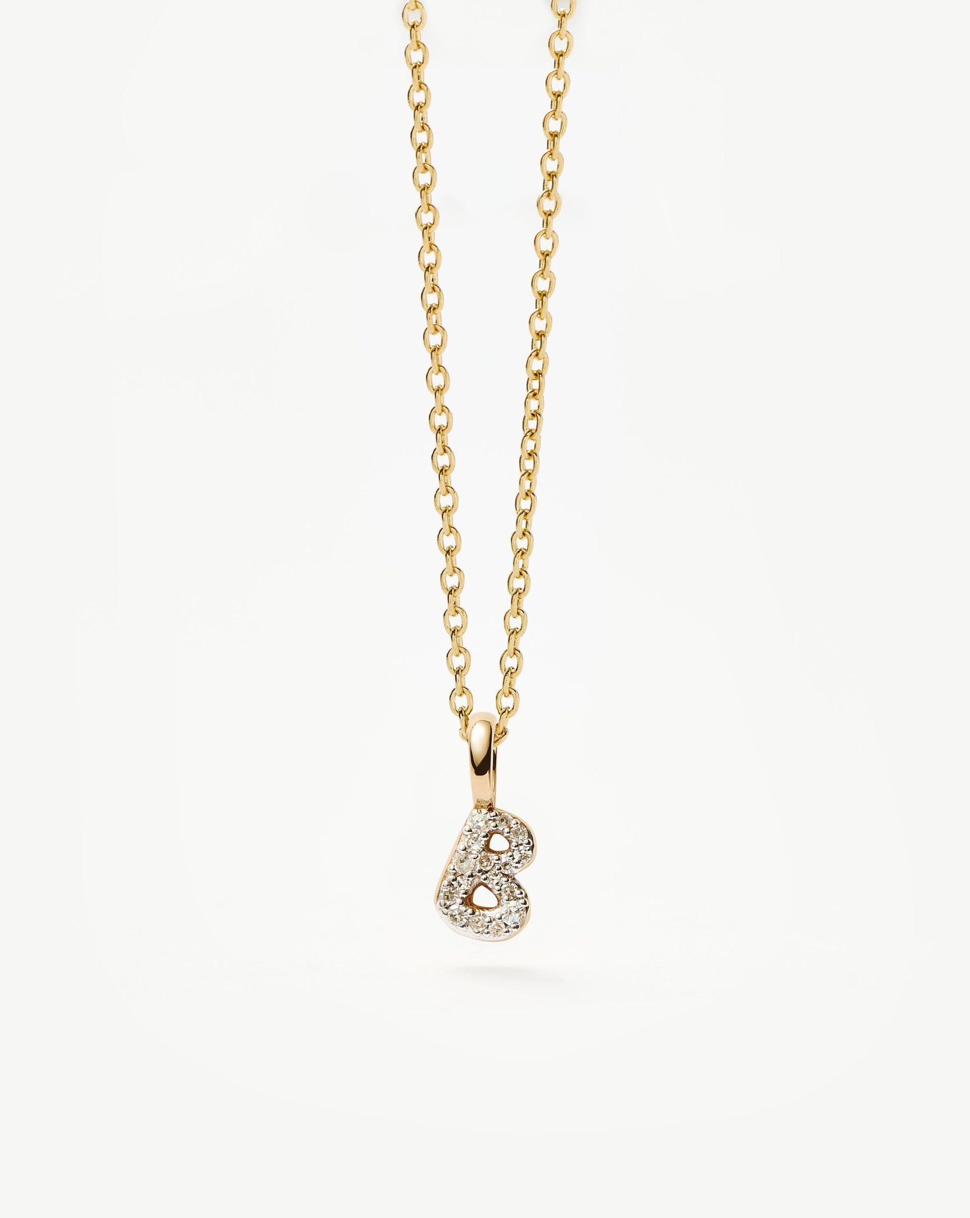 Fine Diamond Initial Mini Pendant Necklace - B | 14k Solid Yellow Gold Plated/Diamond Necklaces Missoma 