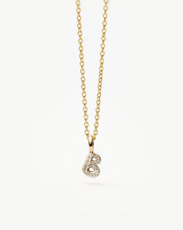 Fine Diamond Initial Mini Pendant Necklace - B | 14k Solid Yellow Gold Plated/Diamond Necklaces Missoma 