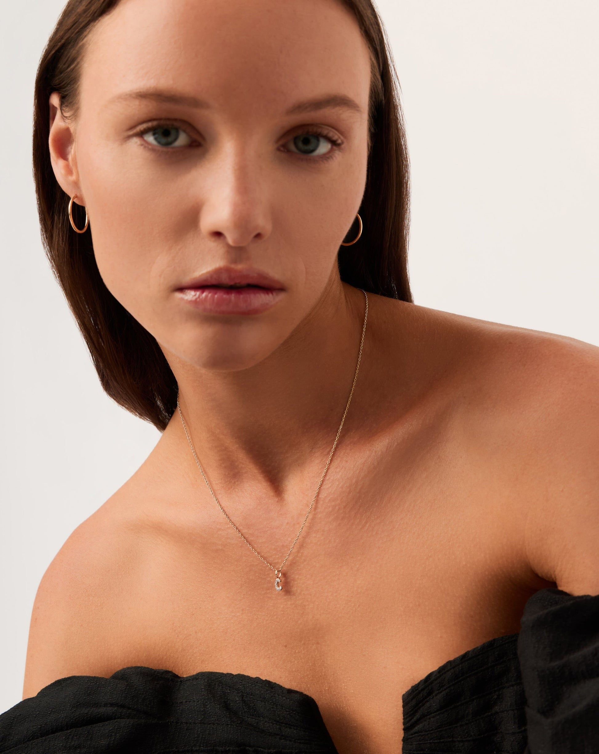 Fine Diamond Initial Mini Pendant Necklace - C | 14k Solid Yellow Gold Plated/Diamond Necklaces Missoma 