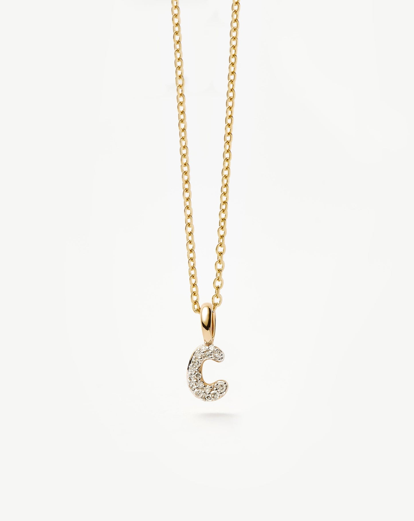 Fine Diamond Initial Mini Pendant Necklace - C | 14k Solid Yellow Gold Plated/Diamond Necklaces Missoma 