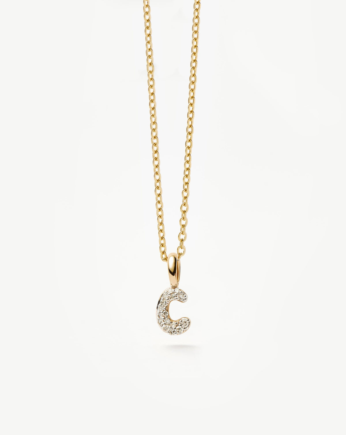 Fine Diamond Initial Mini Pendant Necklace - C | 14k Solid Yellow Gold Plated/Diamond Necklaces Missoma 