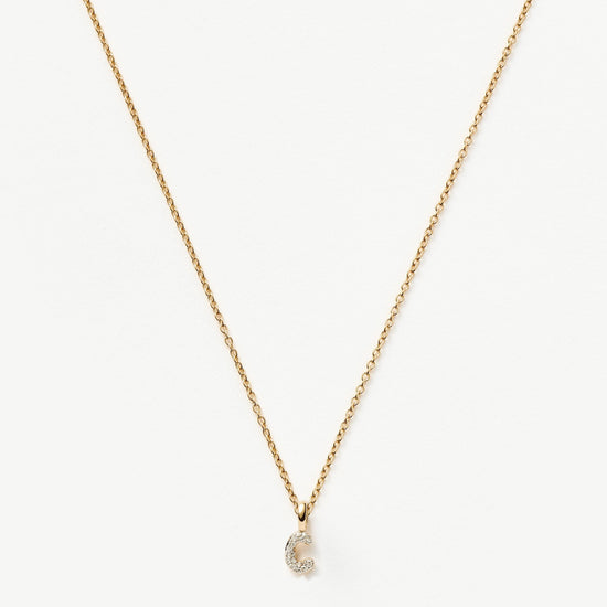 Fine Diamond Initial Mini Pendant Necklace - C | 14k Solid Yellow Gold Plated/Diamond Necklaces Missoma 