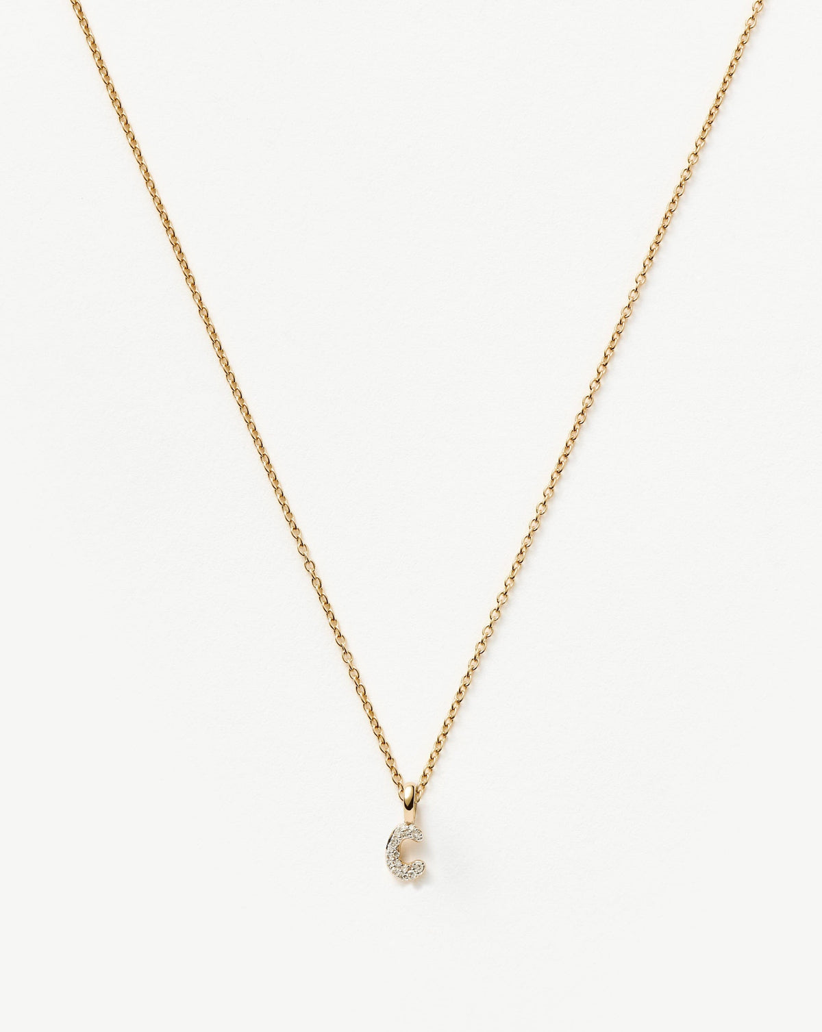Fine Diamond Initial Mini Pendant Necklace - C | 14k Solid Yellow Gold Plated/Diamond Necklaces Missoma 