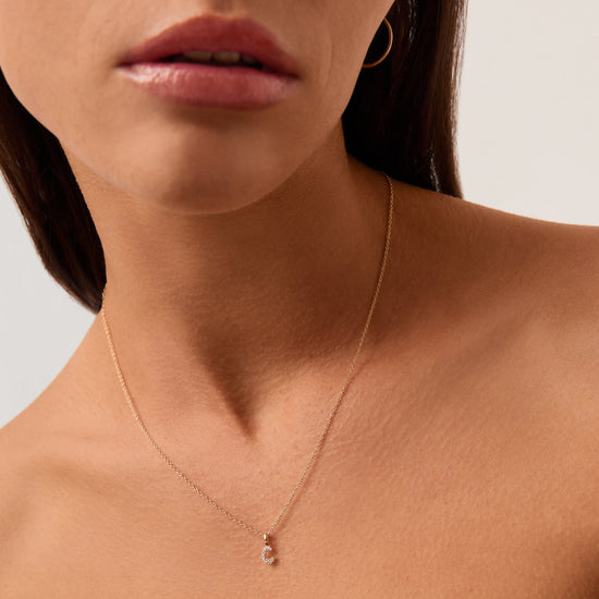Fine Diamond Initial Mini Pendant Necklace - C | 14k Solid Yellow Gold Plated/Diamond Necklaces Missoma 