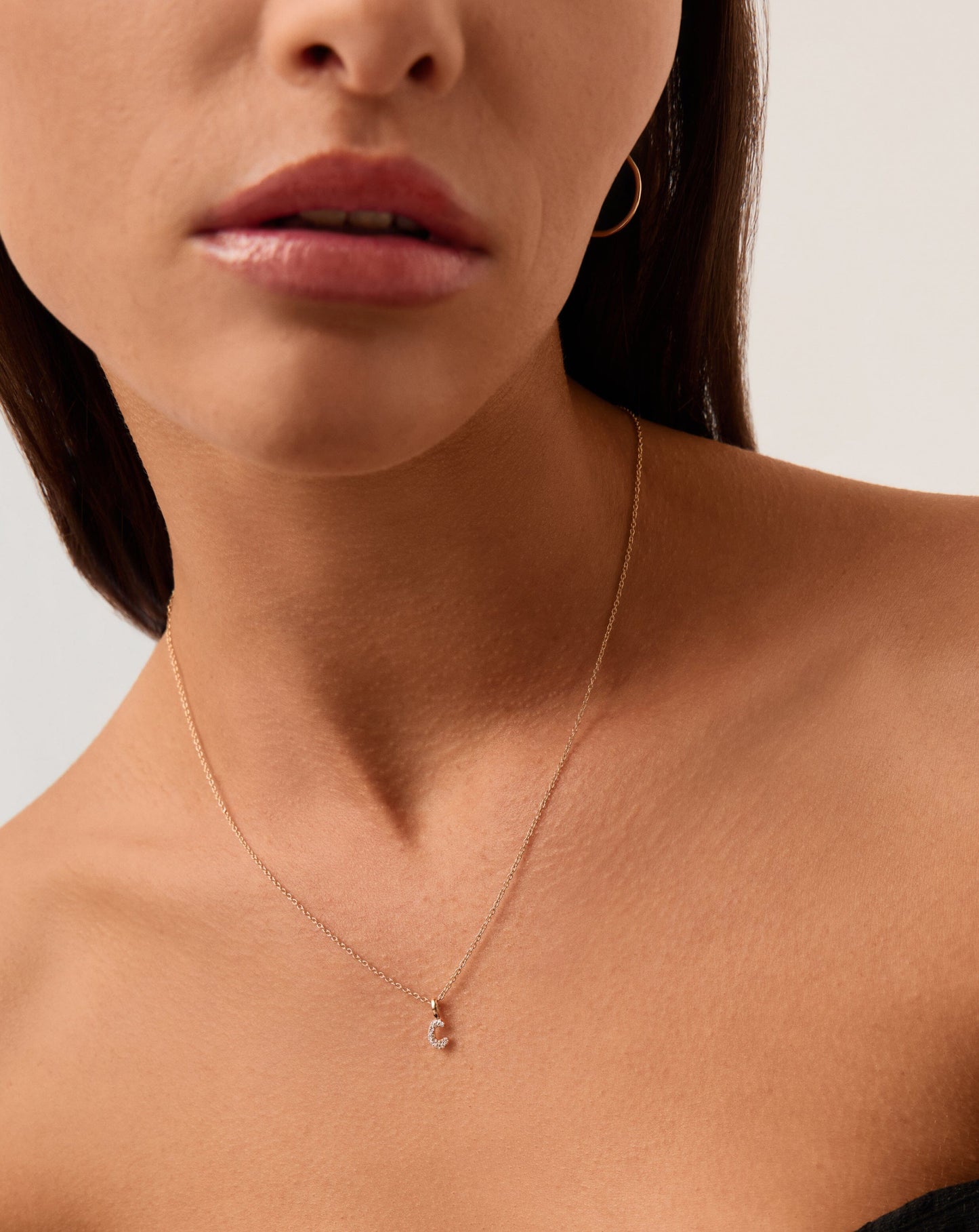 Fine Diamond Initial Mini Pendant Necklace - C | 14k Solid Yellow Gold Plated/Diamond Necklaces Missoma 