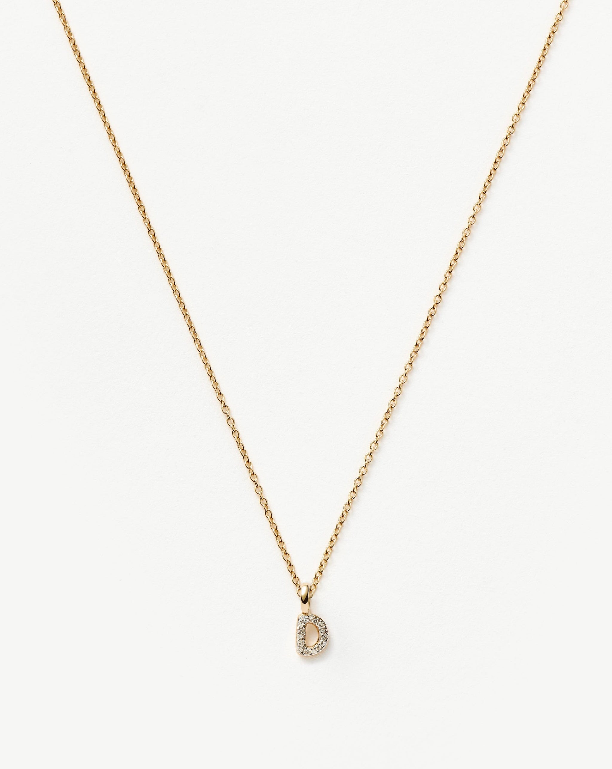 Fine Diamond Initial Mini Pendant Necklace - D | 14k Solid Yellow Gold Plated/Diamond Necklaces Missoma 