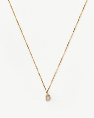 Fine Diamond Initial Mini Pendant Necklace - D | 14k Solid Yellow Gold Plated/Diamond Necklaces Missoma 