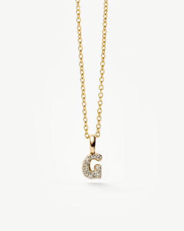 Fine Diamond Initial Mini Pendant Necklace - G | 14k Solid Yellow Gold Plated/Diamond Necklaces Missoma 