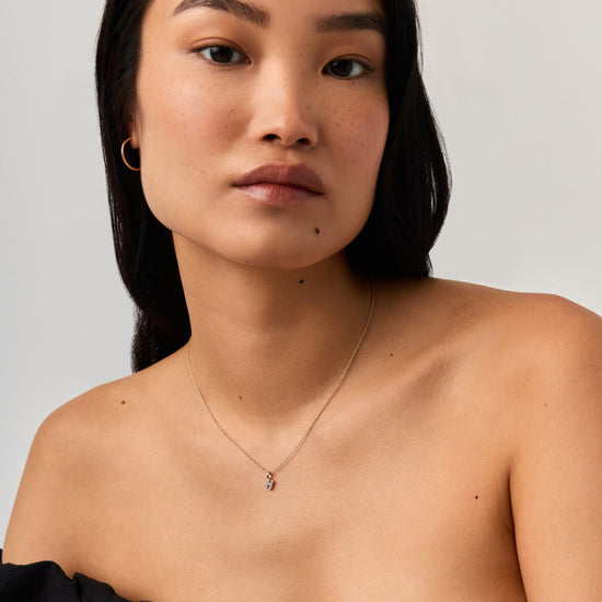 Fine Diamond Initial Mini Pendant Necklace - H | 14k Solid Yellow Gold Plated/Diamond Necklaces Missoma 