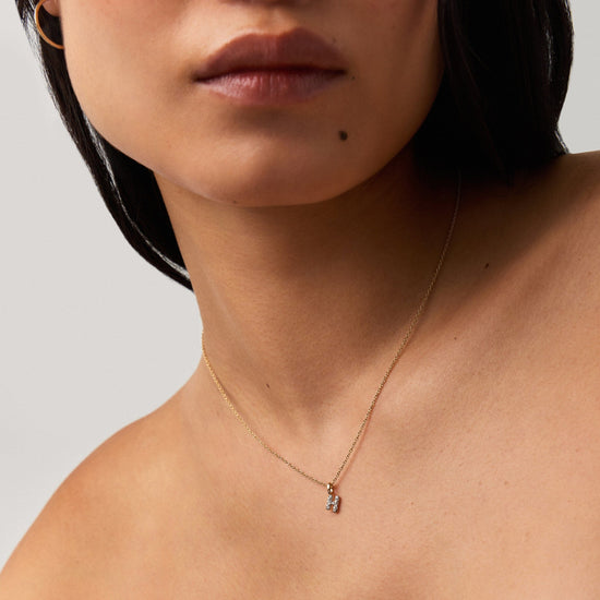 Fine Diamond Initial Mini Pendant Necklace - H | 14k Solid Yellow Gold Plated/Diamond Necklaces Missoma 