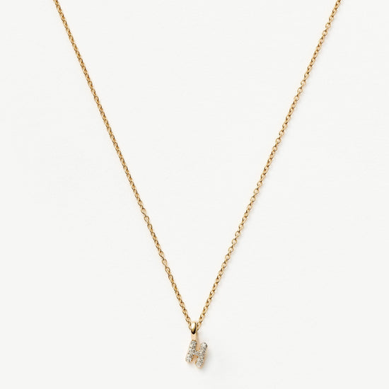 Fine Diamond Initial Mini Pendant Necklace - H | 14k Solid Yellow Gold Plated/Diamond Necklaces Missoma 