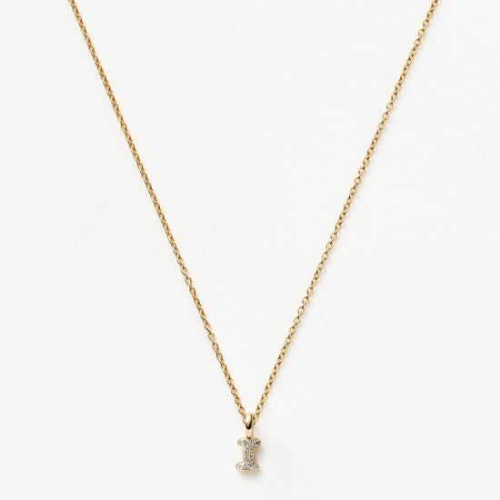 Fine Diamond Initial Mini Pendant Necklace - I | 14k Solid Yellow Gold Plated/Diamond Necklaces Missoma 