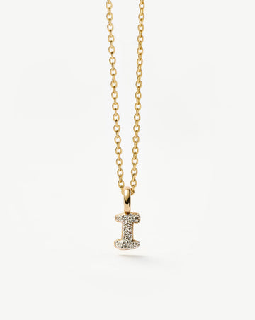 Fine Diamond Initial Mini Pendant Necklace - I | 14k Solid Yellow Gold Plated/Diamond Necklaces Missoma 