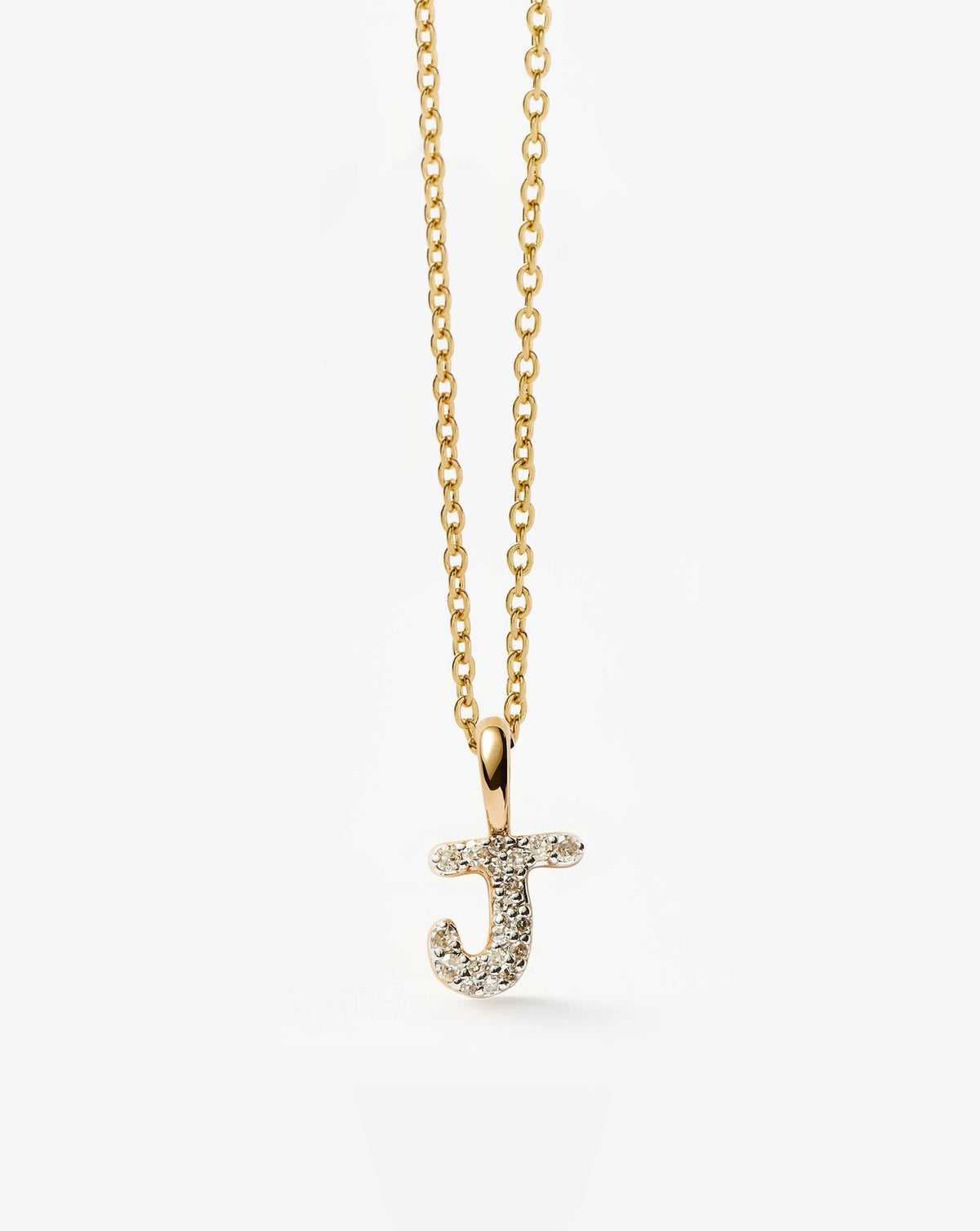 Fine Diamond Initial Mini Pendant Necklace - J | 14k Solid Yellow Gold Plated/Diamond Necklaces Missoma 
