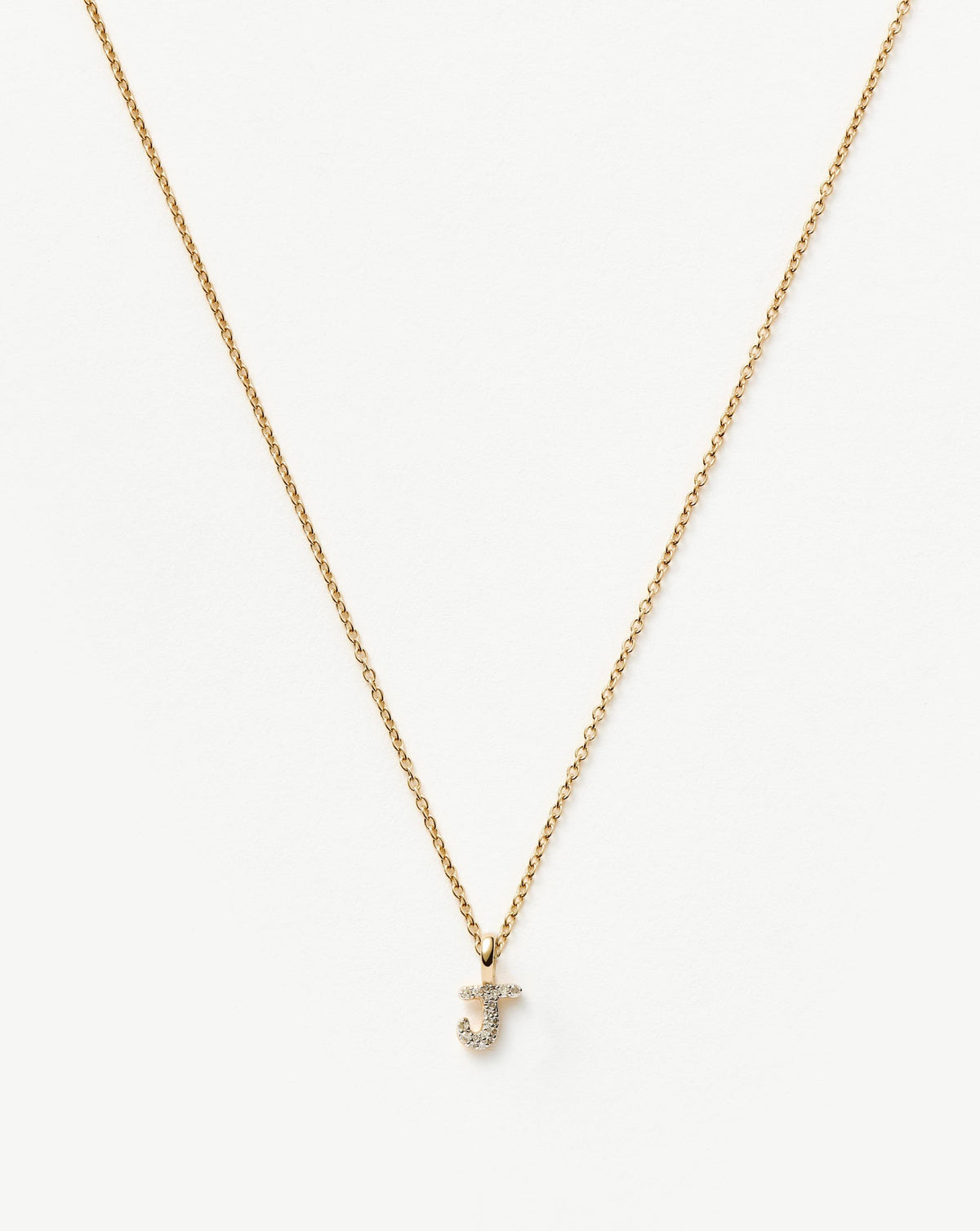 Fine Diamond Initial Mini Pendant Necklace - J | 14k Solid Yellow Gold Plated/Diamond Necklaces Missoma 