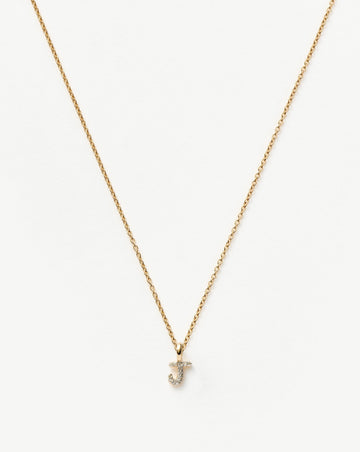 Fine Diamond Initial Mini Pendant Necklace - J | 14k Solid Yellow Gold Plated/Diamond Necklaces Missoma 