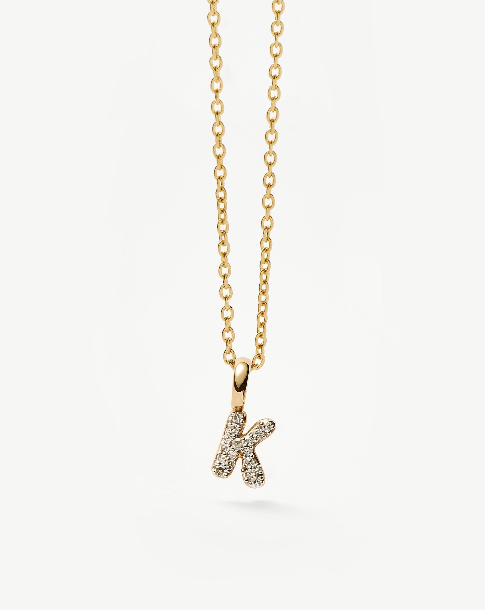 Fine Diamond Initial Mini Pendant Necklace - K | 14k Solid Yellow Gold Plated/Diamond Necklaces Missoma 