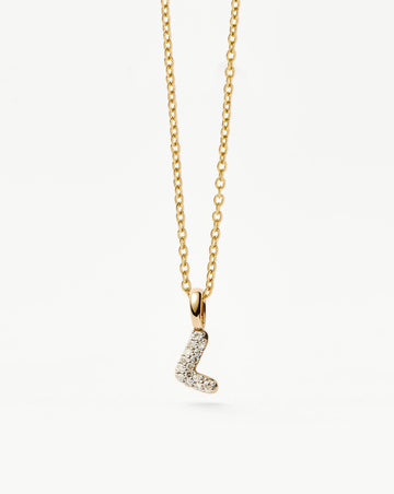 Fine Diamond Initial Mini Pendant Necklace - L | 14k Solid Yellow Gold Plated/Diamond Necklaces Missoma 
