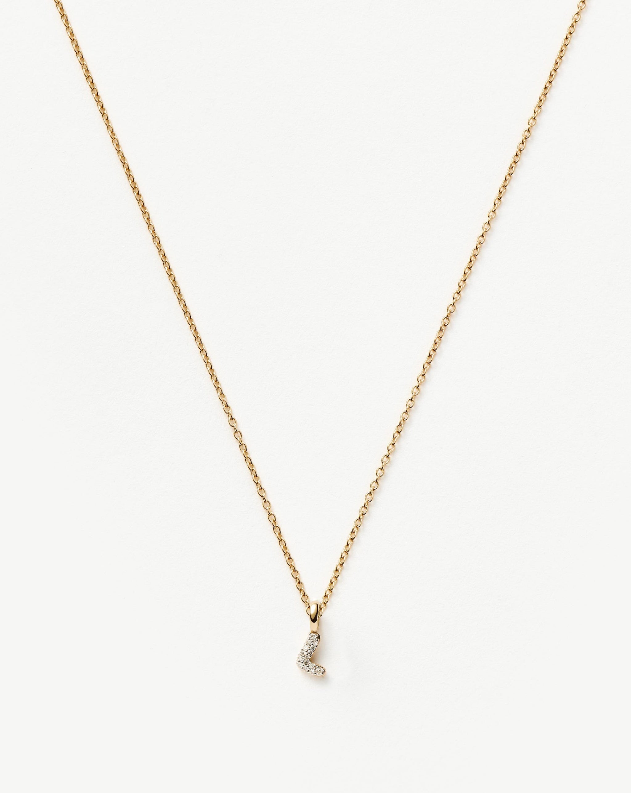 Fine Diamond Initial Mini Pendant Necklace - L | 14k Solid Yellow Gold Plated/Diamond Necklaces Missoma 