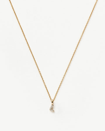 Fine Diamond Initial Mini Pendant Necklace - L | 14k Solid Yellow Gold Plated/Diamond Necklaces Missoma 