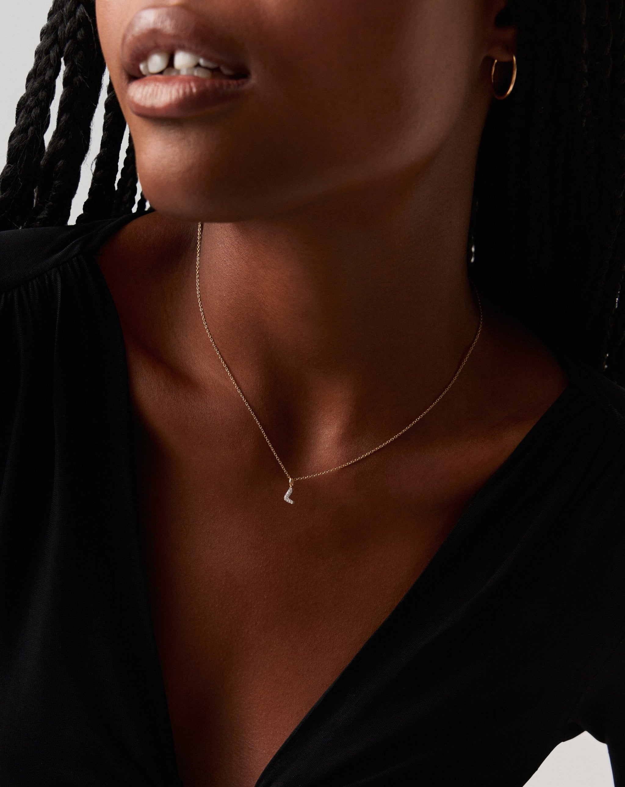 Fine Diamond Initial Mini Pendant Necklace - L | 14k Solid Yellow Gold Plated/Diamond Necklaces Missoma 