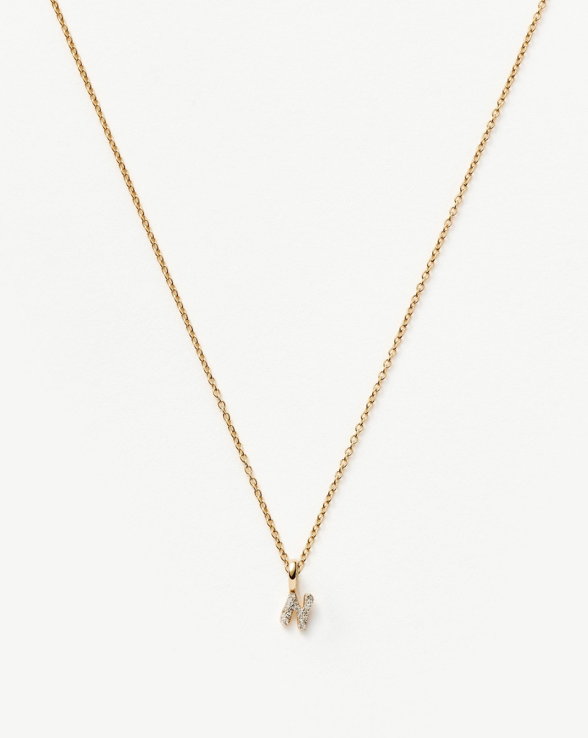 Fine Diamond Initial Mini Pendant Necklace - N | 14k Solid Yellow Gold Plated/Diamond Necklace Missoma 