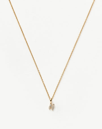 Fine Diamond Initial Mini Pendant Necklace - N | 14k Solid Yellow Gold Plated/Diamond Necklace Missoma 