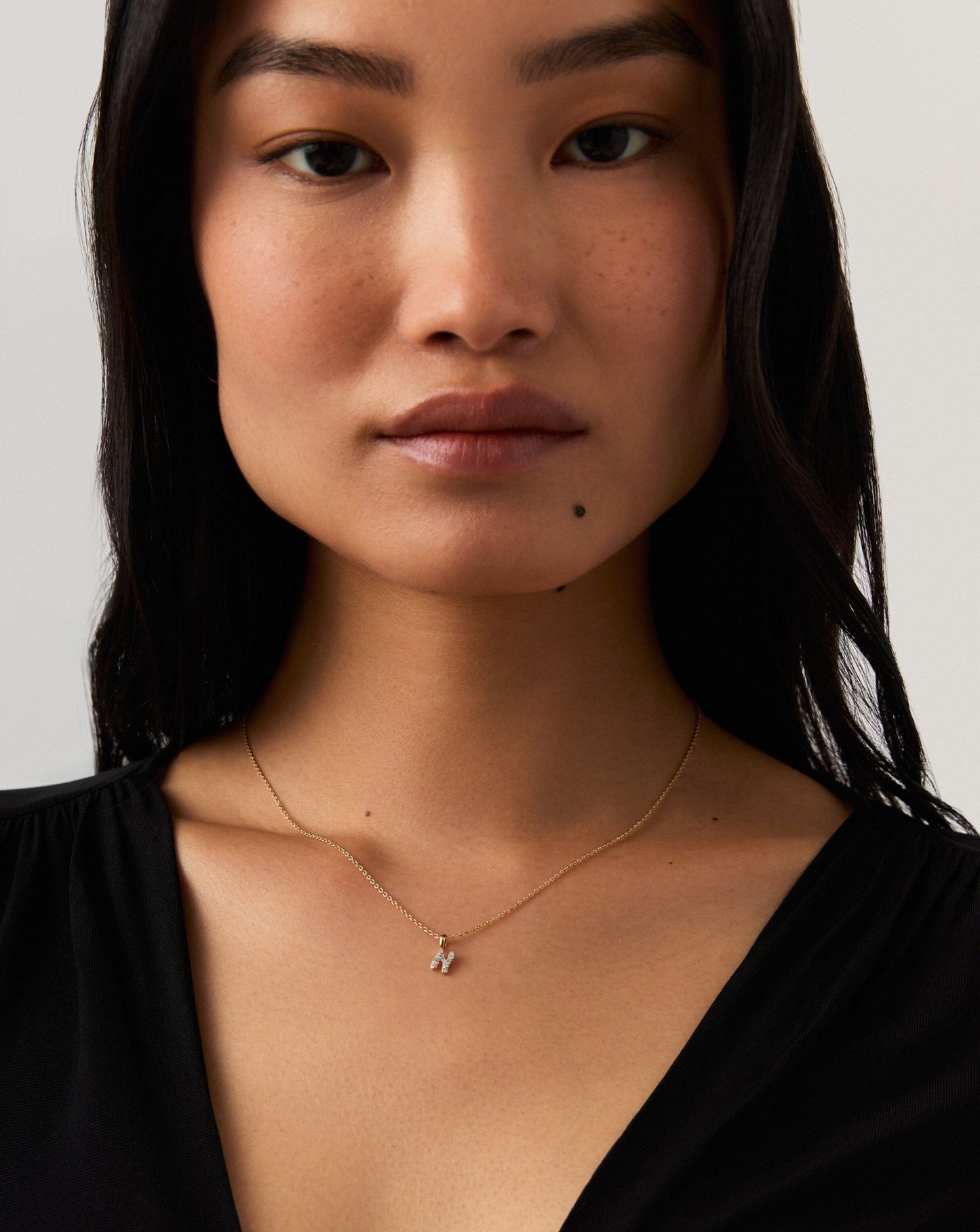 Fine Diamond Initial Mini Pendant Necklace - N | 14k Solid Yellow Gold Plated/Diamond Necklace Missoma 