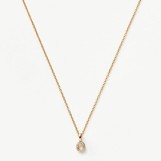 Fine Diamond Initial Mini Pendant Necklace - O | 14k Solid Yellow Gold Plated/Diamond Necklaces Missoma 
