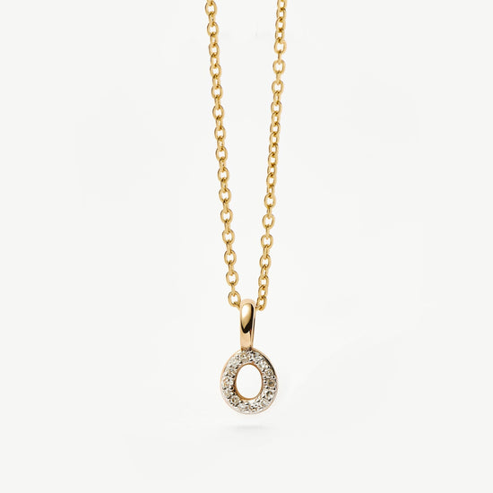 Fine Diamond Initial Mini Pendant Necklace - O | 14k Solid Yellow Gold Plated/Diamond Necklaces Missoma 