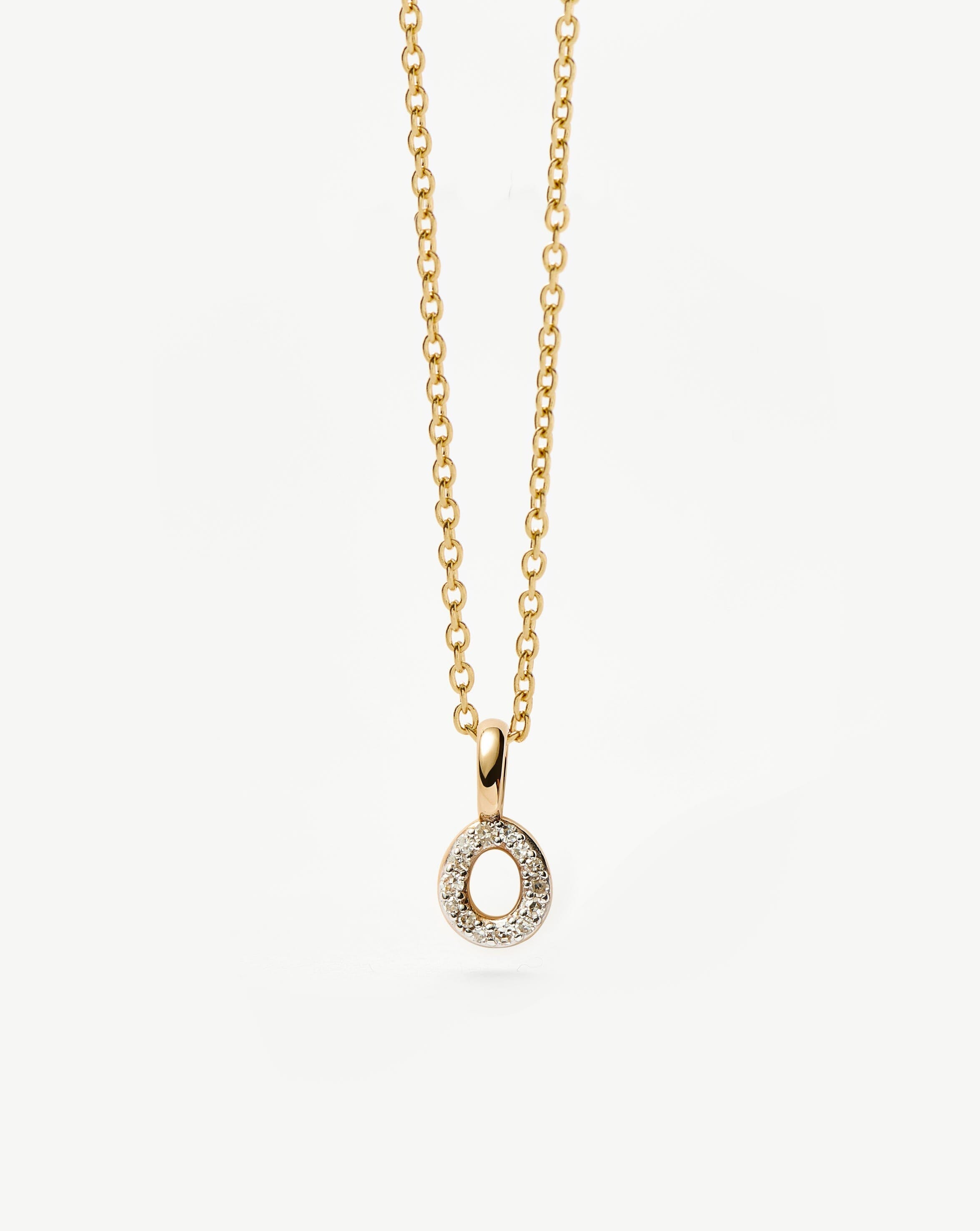 Fine Diamond Initial Mini Pendant Necklace - O | 14k Solid Yellow Gold Plated/Diamond Necklaces Missoma 