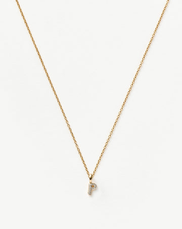 Fine Diamond Initial Mini Pendant Necklace - P | 14k Solid Yellow Gold Plated/Diamond Necklaces Missoma 