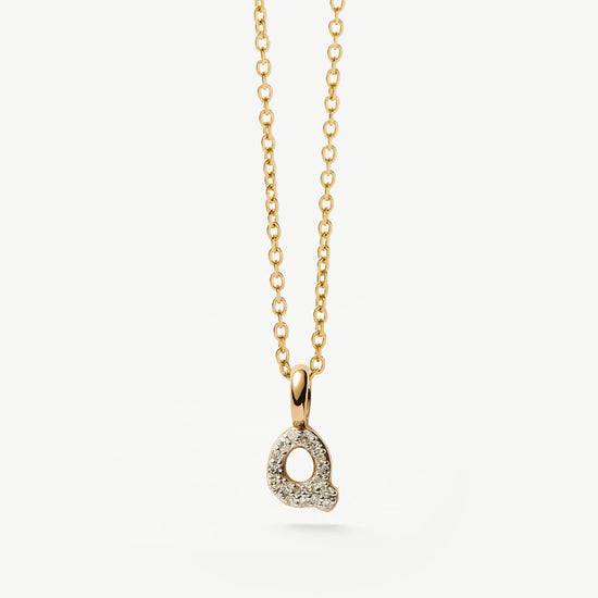 Fine Diamond Initial Mini Pendant Necklace - Q | 14k Solid Yellow Gold Plated/Diamond Necklaces Missoma 