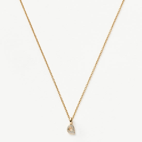 Fine Diamond Initial Mini Pendant Necklace - Q | 14k Solid Yellow Gold Plated/Diamond Necklaces Missoma 