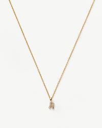 Fine Diamond Initial Mini Pendant Necklace - R | 14k Solid Yellow Gold Plated/Diamond Necklaces Missoma 