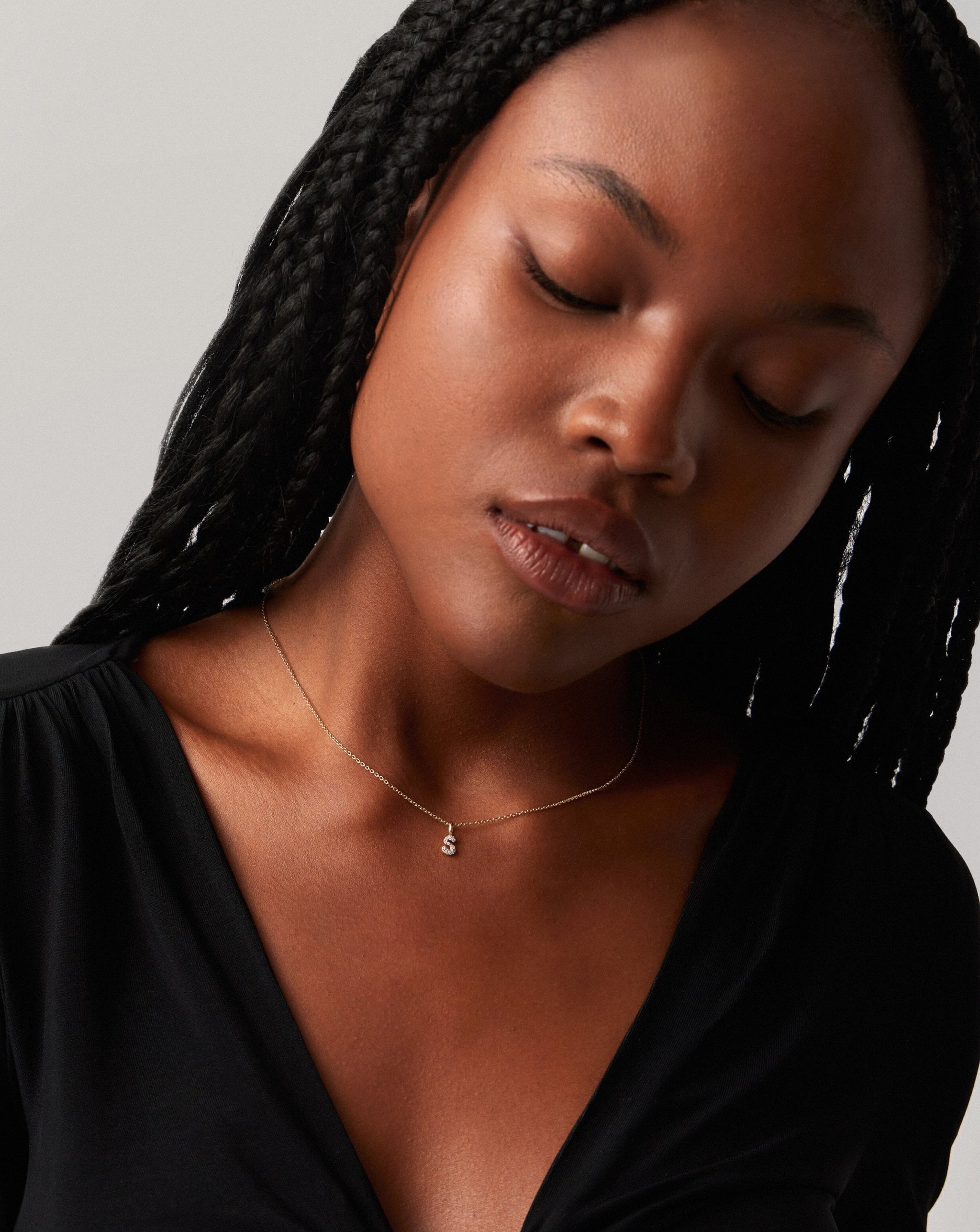 Fine Diamond Initial Mini Pendant Necklace - S | 14k Solid Yellow Gold Plated/Diamond Necklaces Missoma 