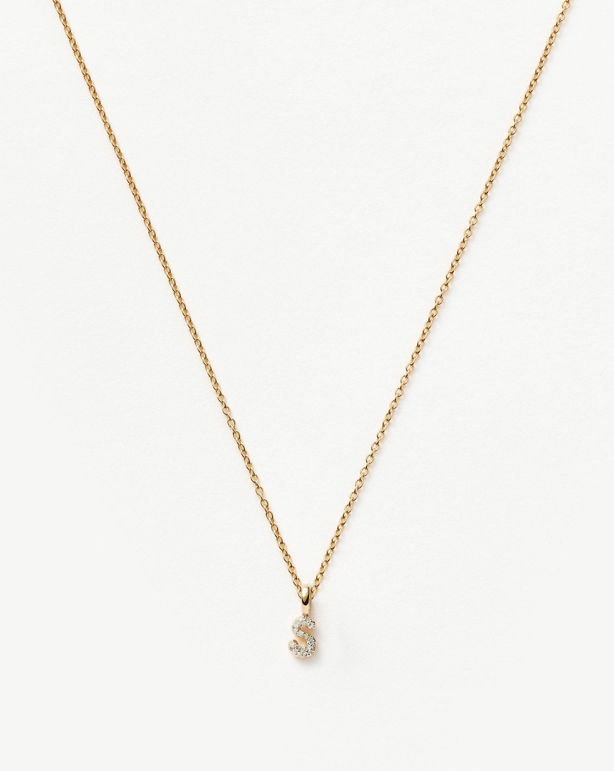 Fine Diamond Initial Mini Pendant Necklace - S | 14k Solid Yellow Gold Plated/Diamond Necklaces Missoma 