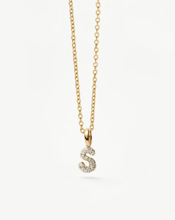 Fine Diamond Initial Mini Pendant Necklace - S | 14k Solid Yellow Gold Plated/Diamond Necklaces Missoma 