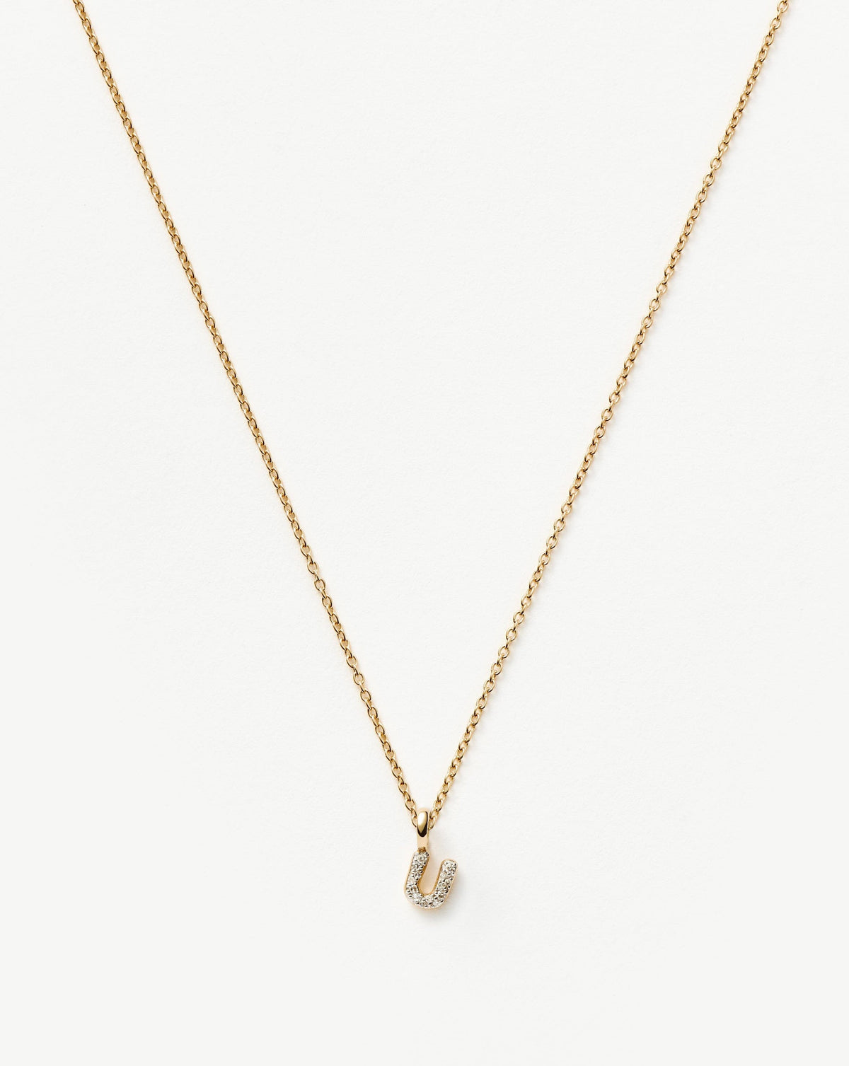 Fine Diamond Initial Mini Pendant Necklace - U | 14k Solid Yellow Gold Plated/Diamond Necklaces Missoma 