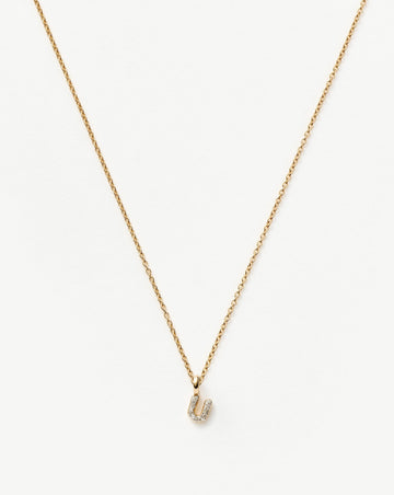 Fine Diamond Initial Mini Pendant Necklace - U | 14k Solid Yellow Gold Plated/Diamond Necklaces Missoma 