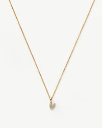 Fine Diamond Initial Mini Pendant Necklace - V | 14k Solid Yellow Gold Plated/Diamond Necklaces Missoma 