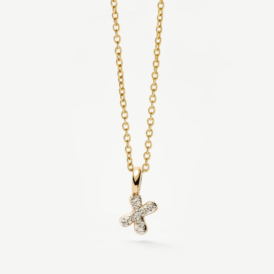 Fine Diamond Initial Mini Pendant Necklace - X | 14k Solid Yellow Gold Plated/Diamond Necklaces Missoma 