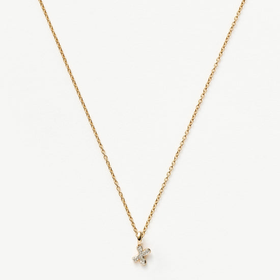 Fine Diamond Initial Mini Pendant Necklace - X | 14k Solid Yellow Gold Plated/Diamond Necklaces Missoma 