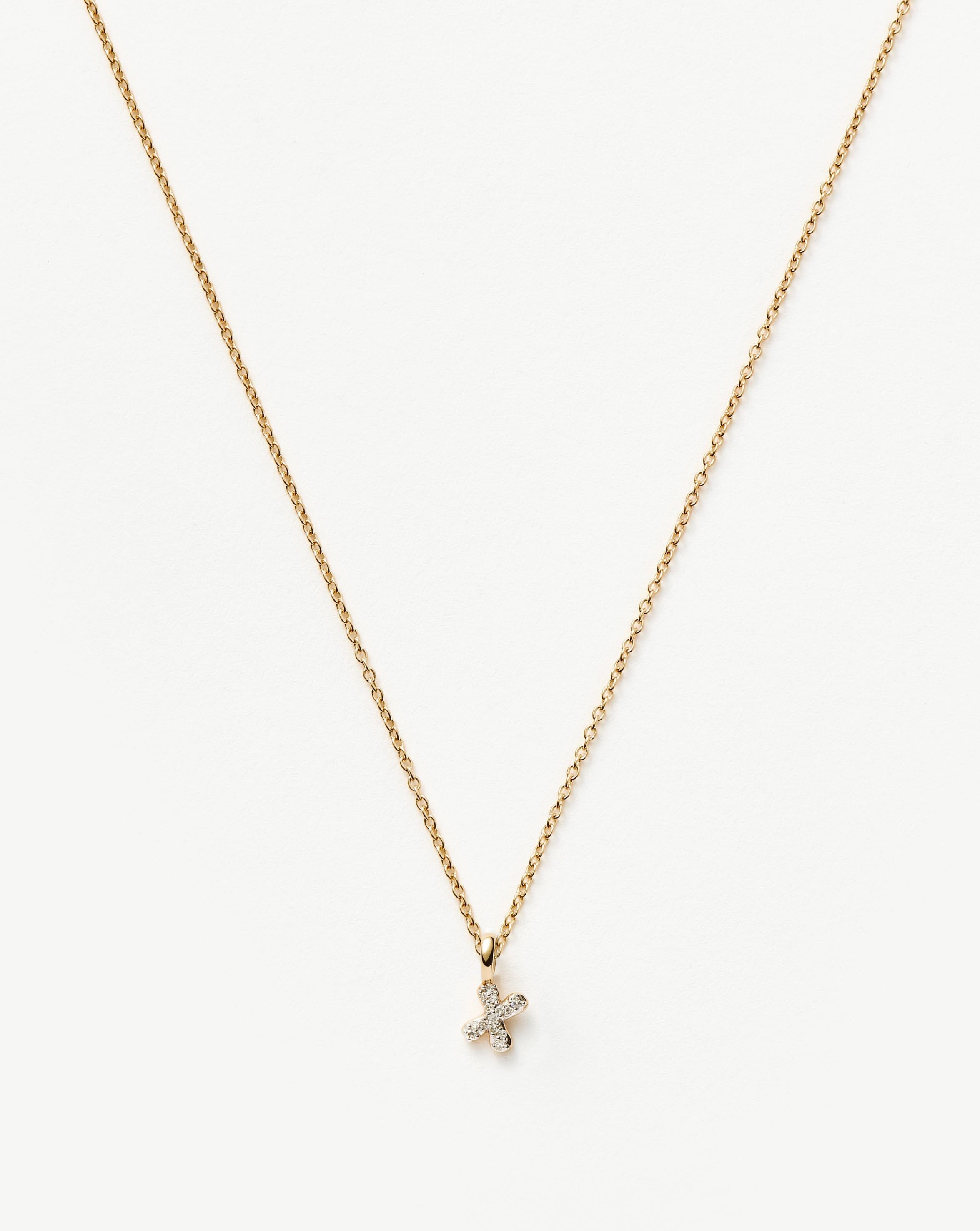 Fine Diamond Initial Mini Pendant Necklace - X | 14k Solid Yellow Gold Plated/Diamond Necklaces Missoma 