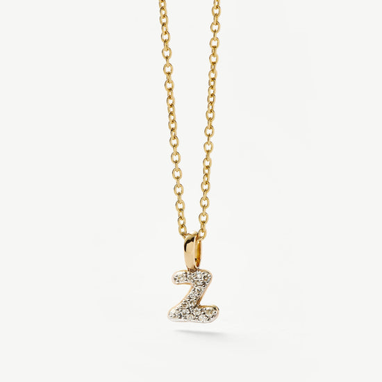 Fine Diamond Initial Mini Pendant Necklace - Z | 14k Solid Yellow Gold Plated/Diamond Necklaces Missoma 