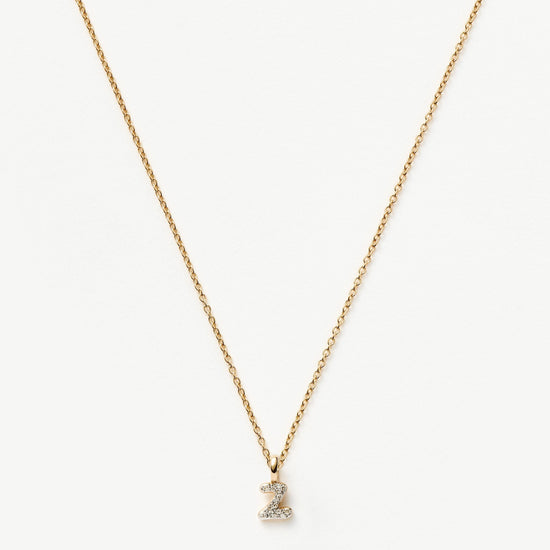 Fine Diamond Initial Mini Pendant Necklace - Z | 14k Solid Yellow Gold Plated/Diamond Necklaces Missoma 