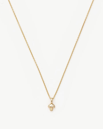 Fine Diamond Mushroom Mini Pendant Necklace | 14k Solid Gold/Diamond Necklaces Missoma 