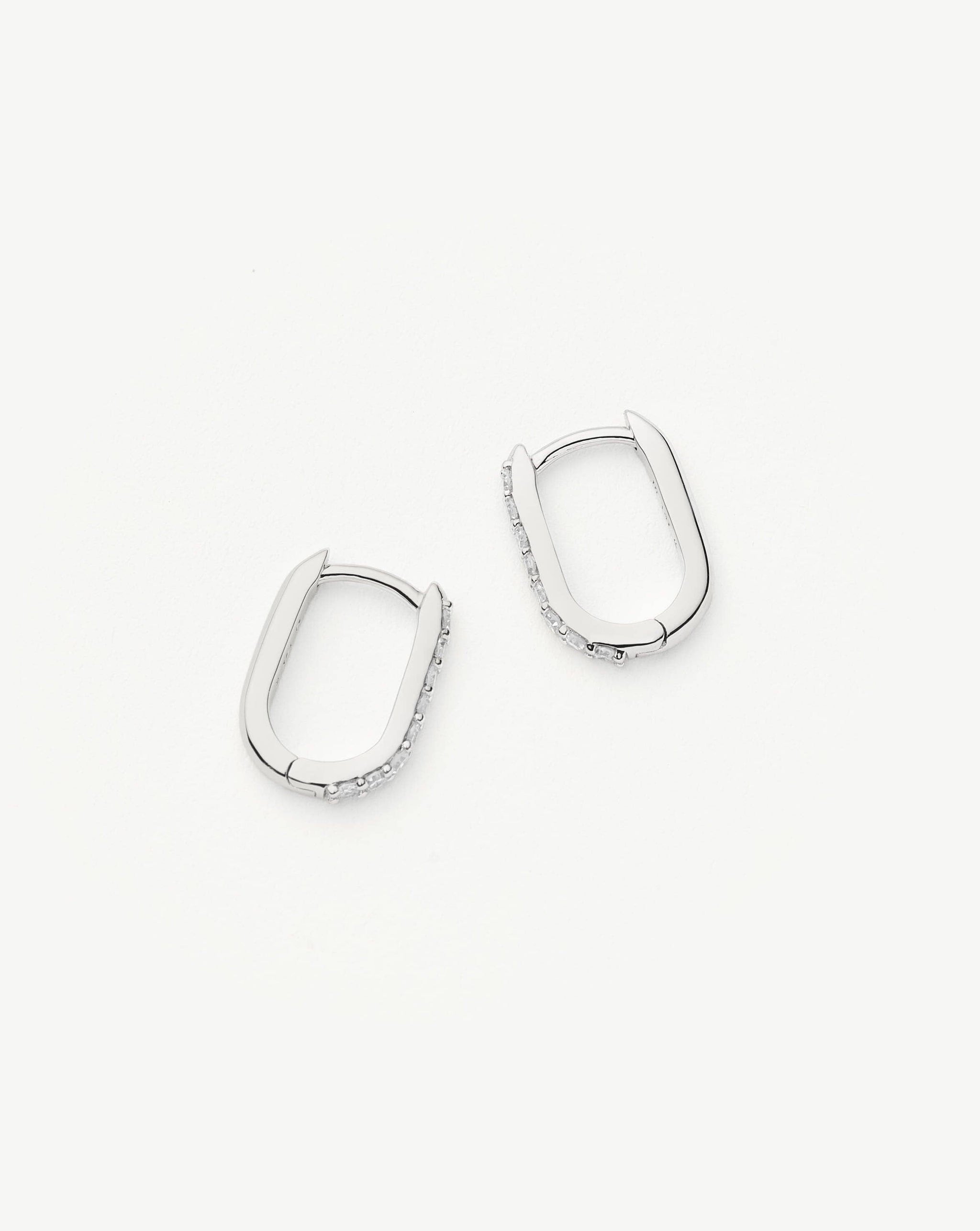 Fine Diamond Ovate Mini Hoop Earrings | 14k Solid White Gold/Diamond Earrings Missoma 